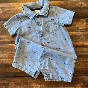 Denim button up one piece